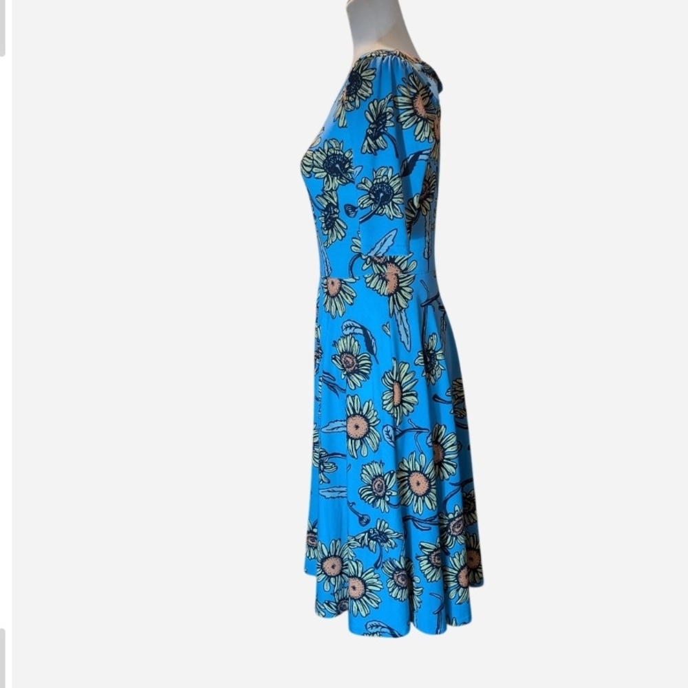 LuLaRoe Blue Floral Midi Dress - Picture 4 of 9